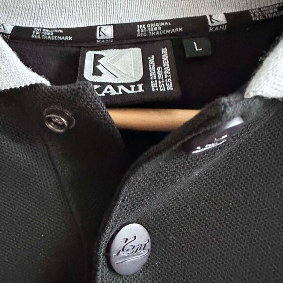 NWOT Vintage Black/Grey Faces of Kani Sweatshirt, Collared, Long Sleeved, Size L - Picture 4 of 5